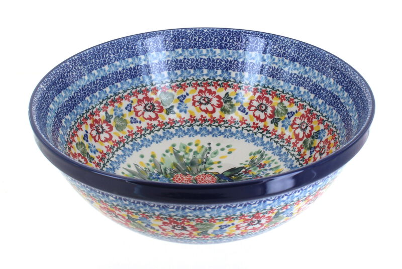 Blue Rose Polish Pottery Teresa Large Serving Bowl