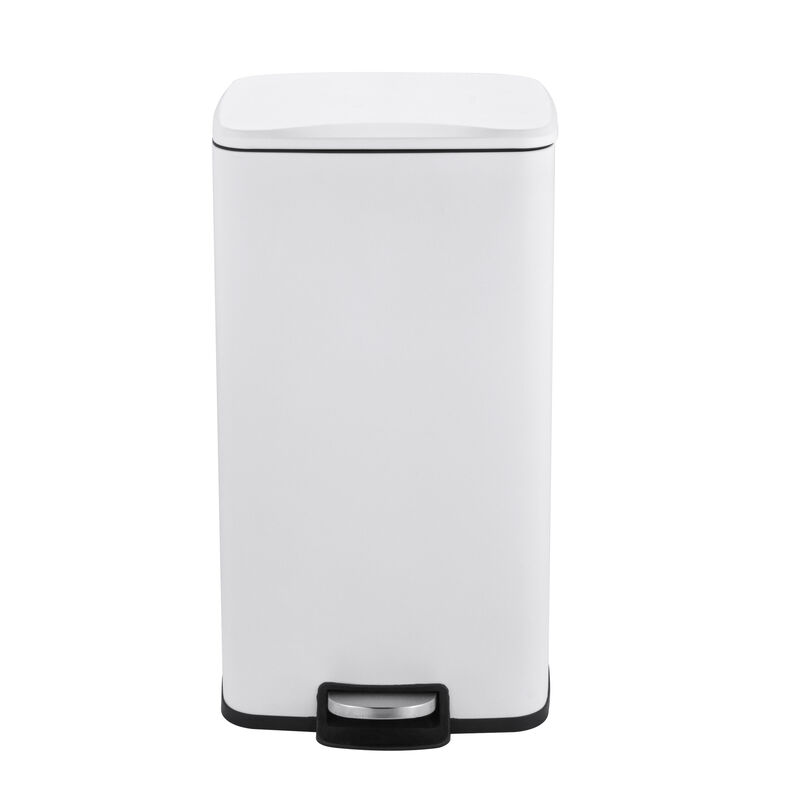 8 Gallon Stylish Rectangular Shape Matt White Trash Can