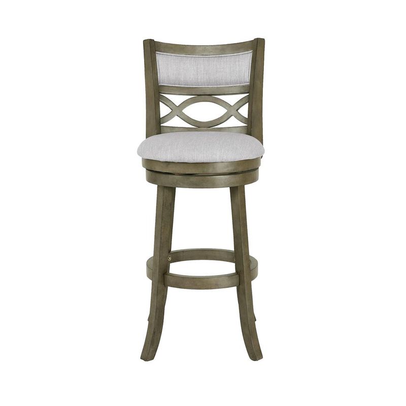 New Classic Furniture New Classic Manchester Gray Wood Swivel Bar Stool with Fabric Seat (Set of 2)