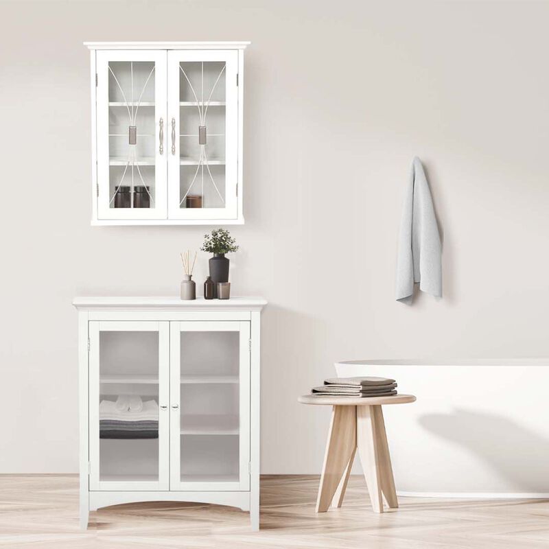 Teamson Home Delaney Removable Wooden Wall Cabinet with 2 Doors- White