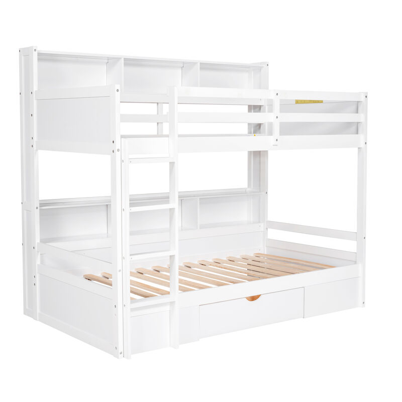 Merax Modern Bunk Bed with Built-in Shelves