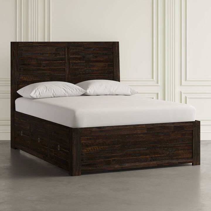 Jofran Kona Grove Distressed Rustic Solid Acacia Queen Storage Bed