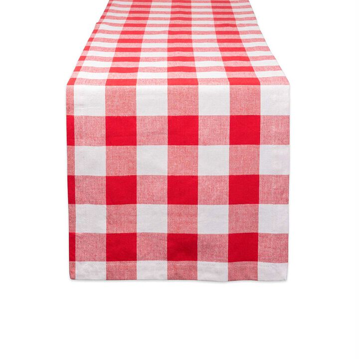 72" Red and White Checkered Rectangular Table Runner