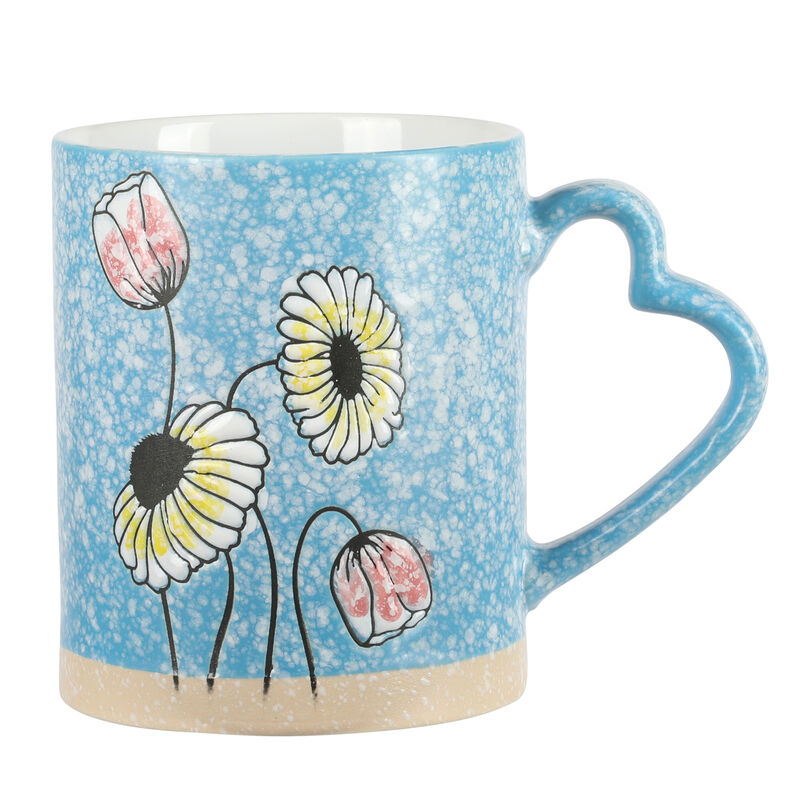 Gibson Home Sunbloom 4 Piece 15 Ounce Stoneware Mug Set in Assorted Colors