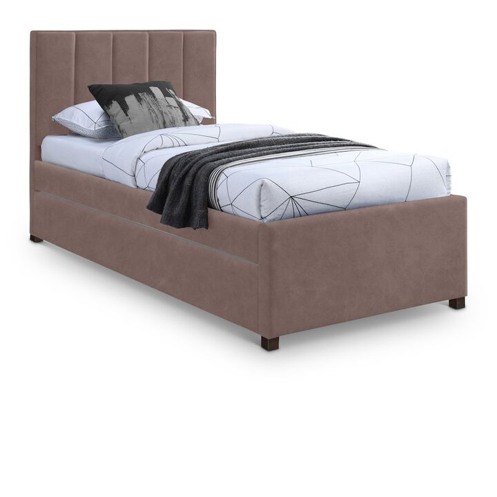 Meridian Furniture Hudson Brown Vegan Leather Twin Trundle Bed