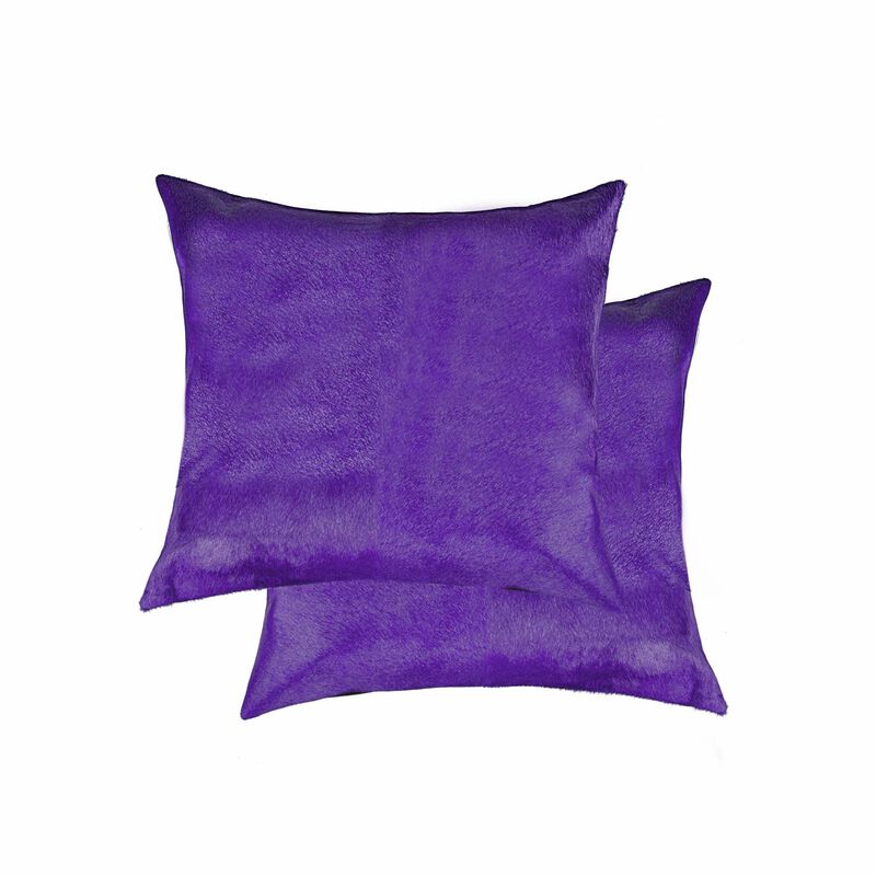 Homezia 18 X 18 Purple Cowhide Throw Pillow