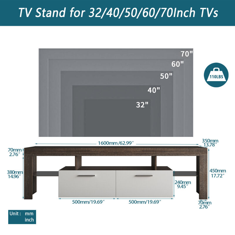 20 Minutes Quick Assembly Brown Simple Modern TV Cabinet Floor Cabinet Floor TV Wall Cabinet