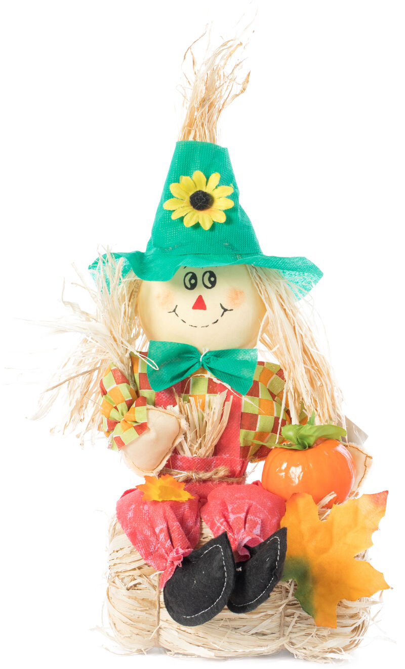 Gardenised 13 Inch Adorable Trio Yard Decor Featuring Outdoor Garden Scarecrows Relaxing Gracefully on Rustic Hay Bales. Perfect for Adding a Touch of Countryside Charm to your Outdoor Space