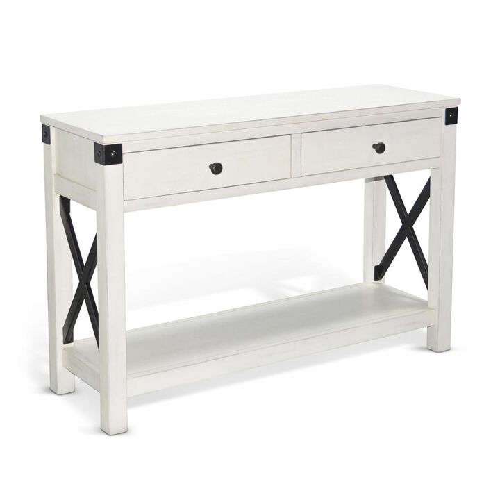 Sunny Designs Bayside Marble White Wood Sofa Table