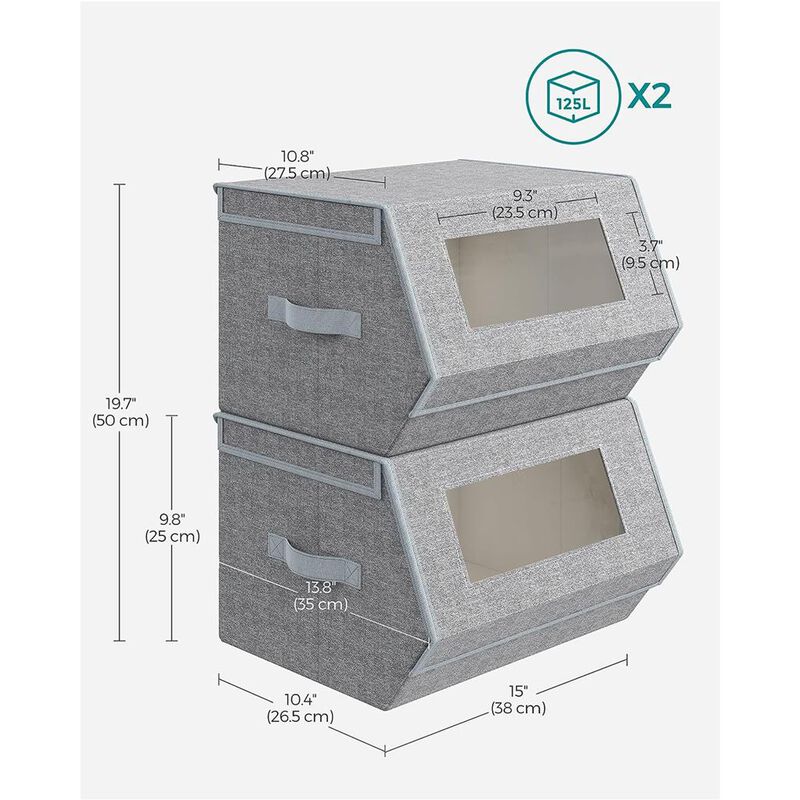 Stackable Storage Boxes – Set of 2 Convenient Organizers for Any Space