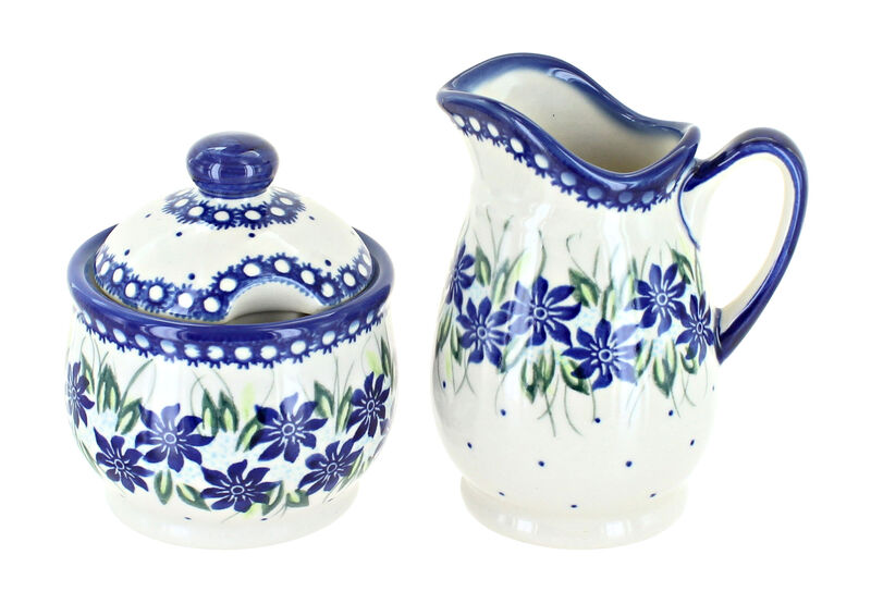 Blue Rose Polish Pottery Alyssa Cream & Sugar Set