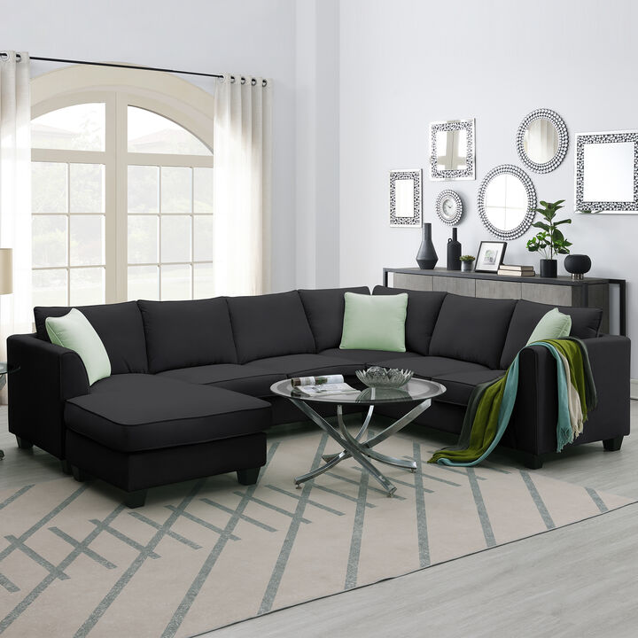 Merax 7 Seats Modular Sectional Sofa with Ottoman