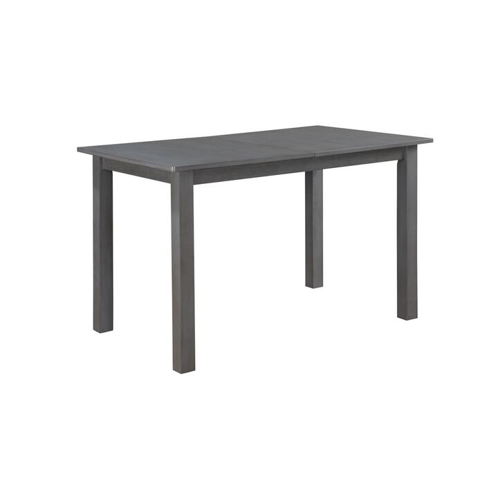 Lisle 48-60 Inch Extendable Dining Table, Rectangular Top, Gray Solid Wood - Benzara