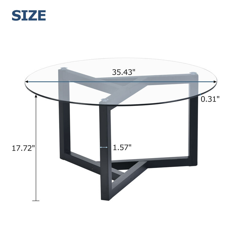 Merax Modern Coffee Table with Tempered Glass
