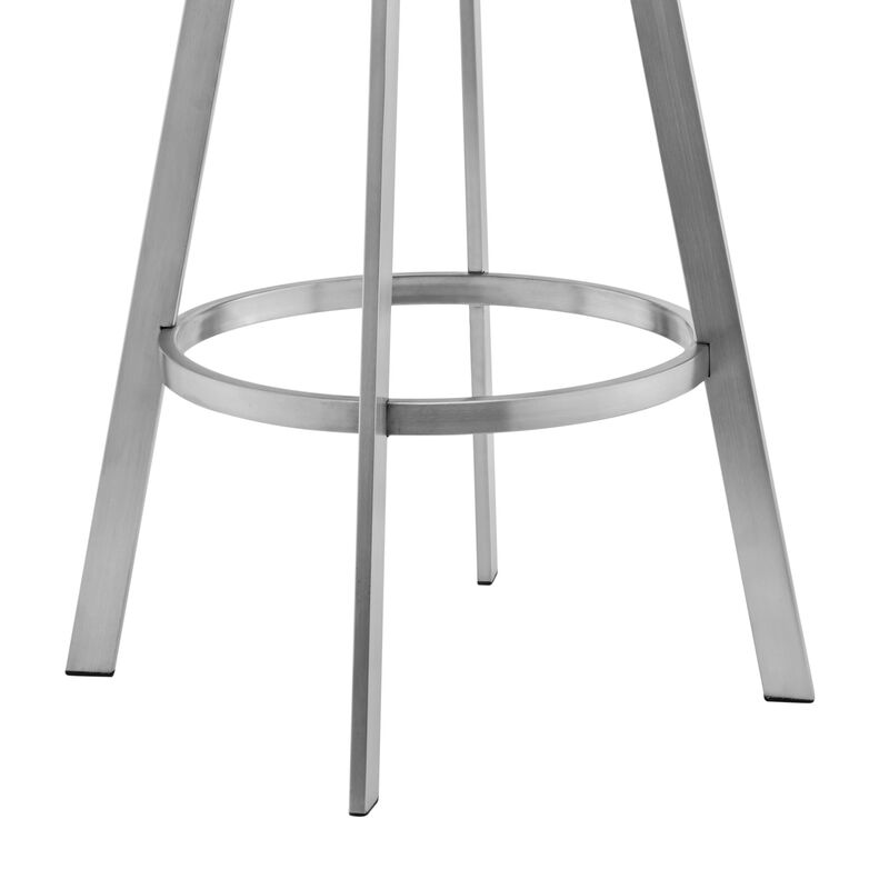 Livingston Gray Faux Leather and Brushed Stainless Steel Swivel Bar Stool