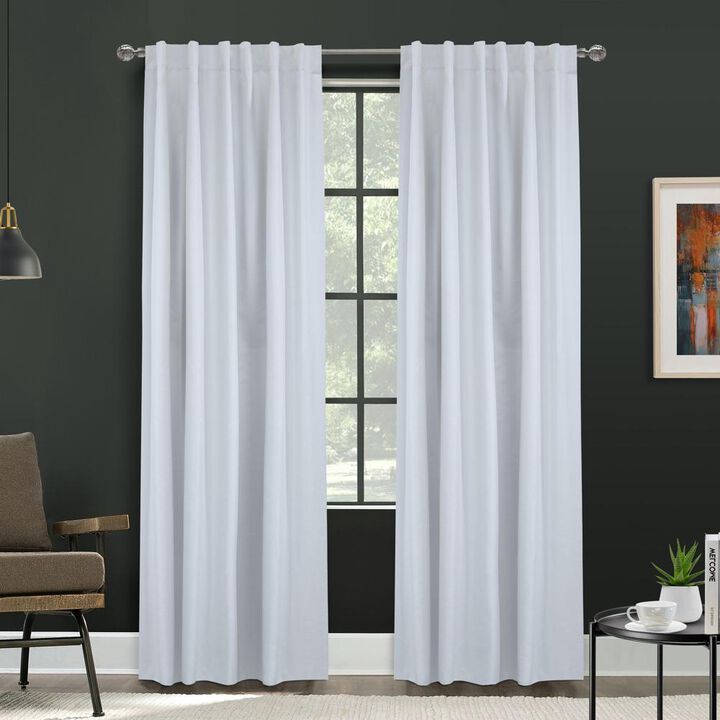 Thermaplus Baxter Total Blackout Back Tab Curtain - 52x95", White