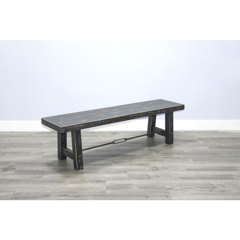 Sunny Designs 64 Black Sand Bench with Turnbuckle, Wood Seat