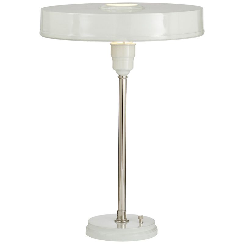 Carlo Table Lamp in Polished Nickel and Antique White