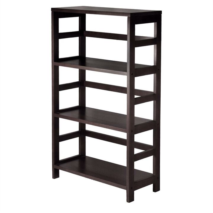 Hivvago Wide 3-Shelf Modern Shelving Unit in Espresso Wood Finish