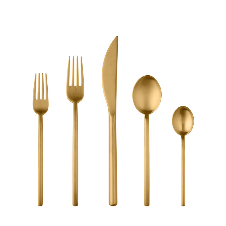 Due Ice Gold Flatware Set 5 Pieces