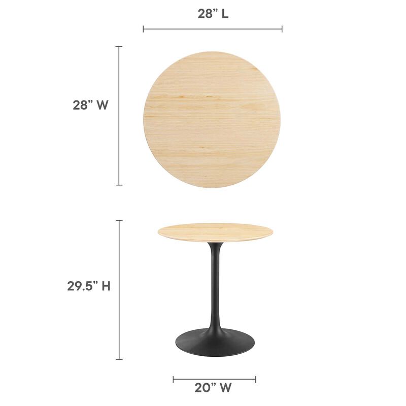 Modway - Lippa 28" Round Wood Grain Dining Table Black Natural