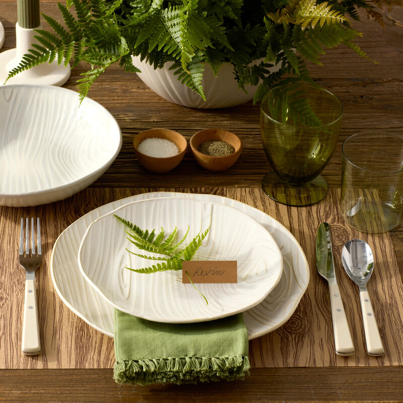 Martha Stewart Faux Bois 12 Piece Stoneware Dinnerware Set in White