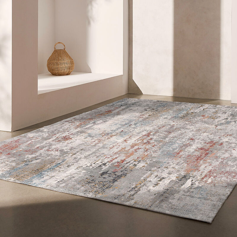 Capri Contemporary Abstract Grey Red Indoor Area Rug