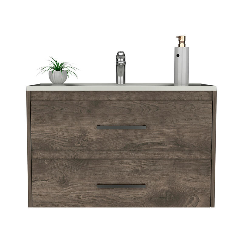 Wall Mounted Bathroom Vanity Alma, Bathroom, Dark Brown / White