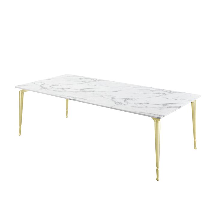 Nicole Miller Wells 90" Marble Top Dining Table