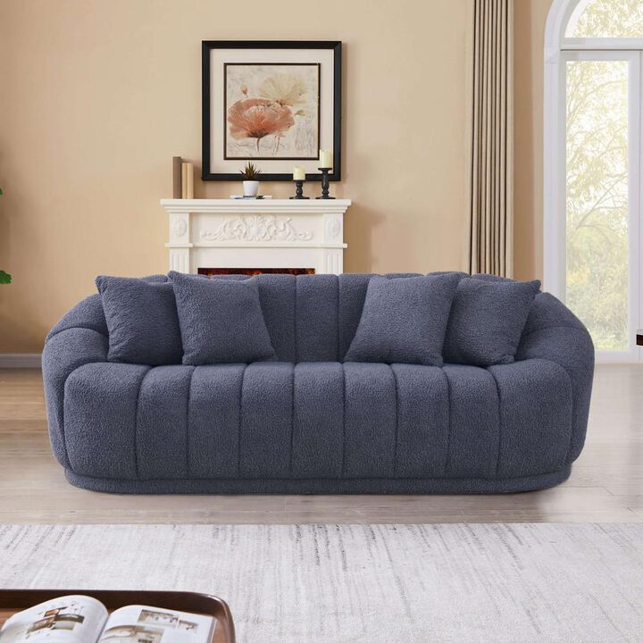 Ashcroft Furniture Co Maximilian Modern Japandi Style Tight Back Boucle Couch
