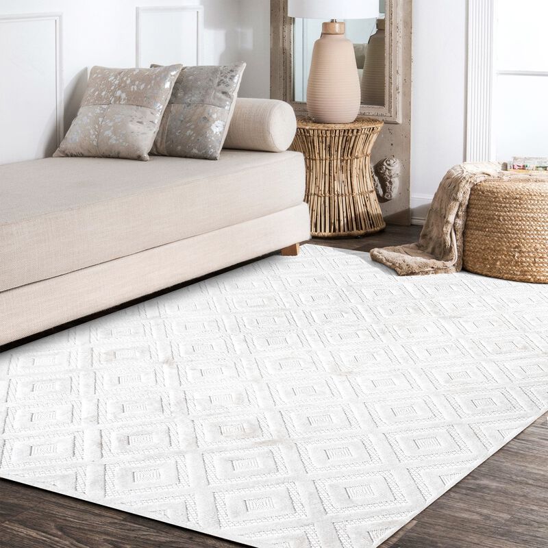 Portmany Neutral Diamond Trellis Indoor/Outdoor Area Rug