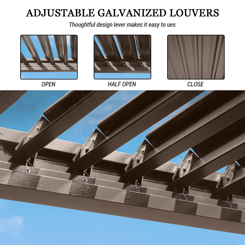 MONDAWE 10X10FT Outdoor Louvered Aluminum Pergola with Adjustable Roof and Efficient Drainage System for Patio, Deck, Garden