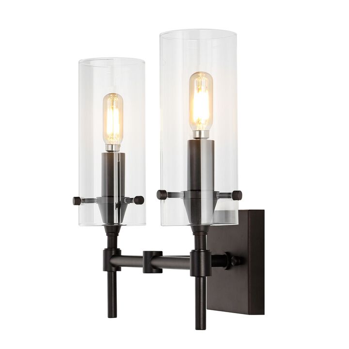 Cato Bohemian Farmhouse Iron/Glass LED Vanity