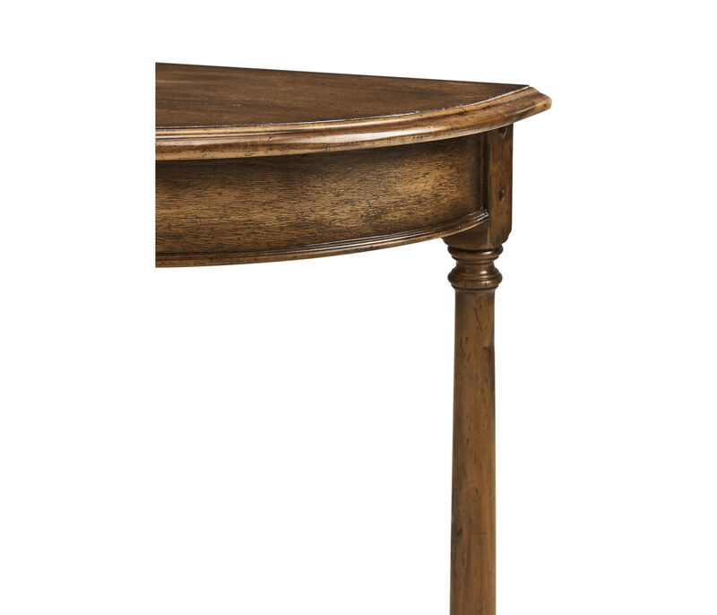 Walnut Demilune Console Table