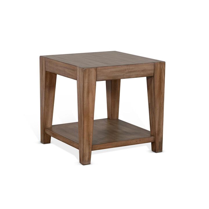 Sunny Designs Doe Valley 24 Mid-Century Wood End Table in Taupe Brown