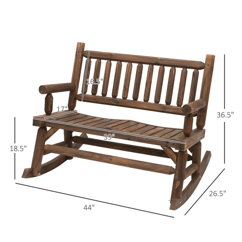 Walnut Backyard Duo: Sturdy Wooden Log Rocking Loveseat