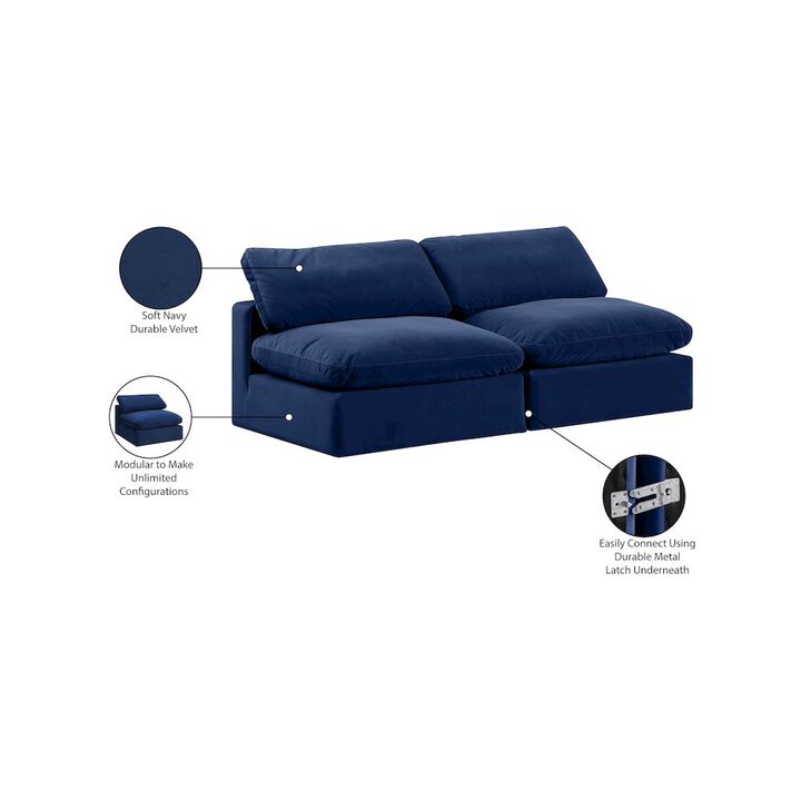 Meridian Furniture Comfy Navy Velvet Modular Sofa