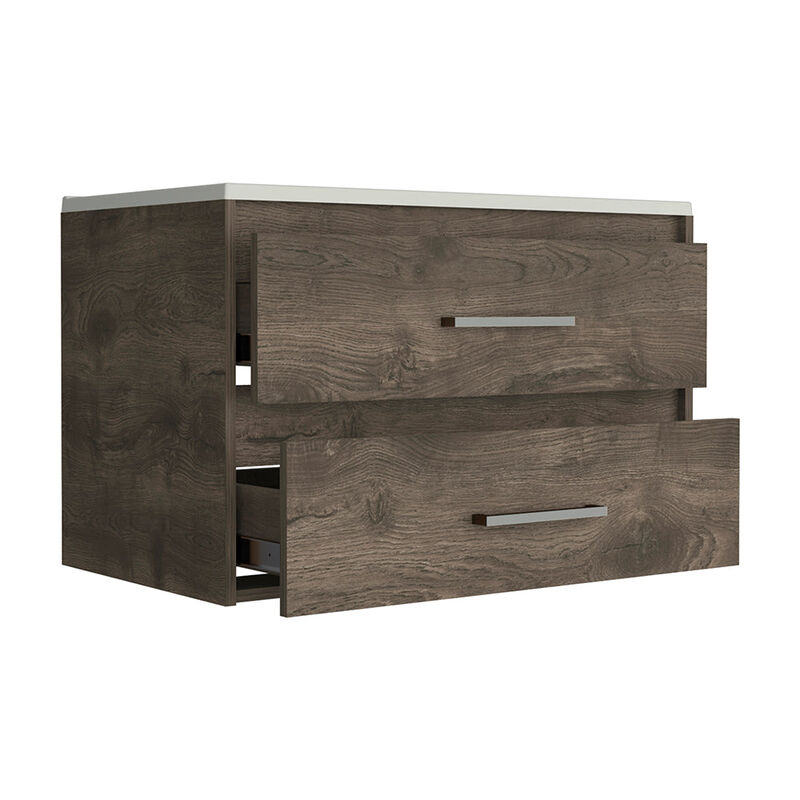 Wall Mounted Bathroom Vanity Alma, Bathroom, Dark Brown / White