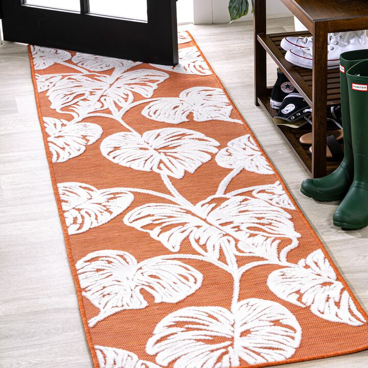 Tobago High-Low Two Tone Monstera Leaf Area Rug