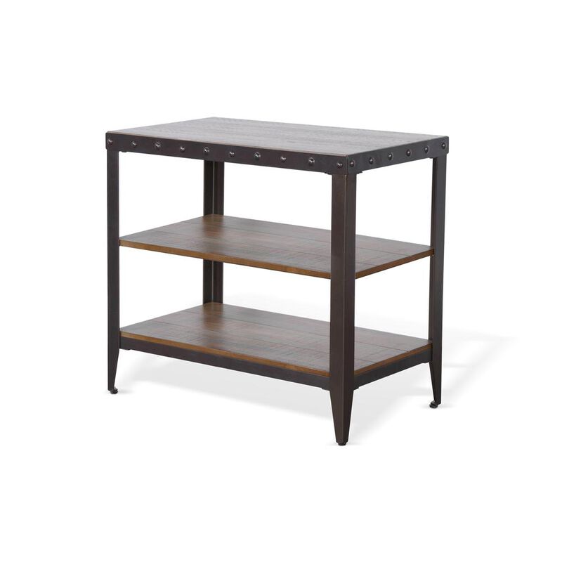 Sunny Designs San Diego Metal & Solid Wood Chair Side Table in Brown