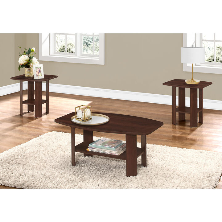 Monarch Specialties I 7923P Table Set, 3pcs Set, Coffee, End, Side, Accent, Living Room, Laminate, Brown, Transitional