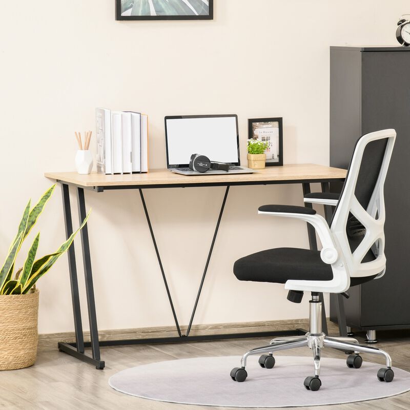 Home Office Computer Desk, Writing Desk, Laptop Table with Z-Shaped Metal Frame, V-Shaped Support Bar, and MDF Tabletop, Black