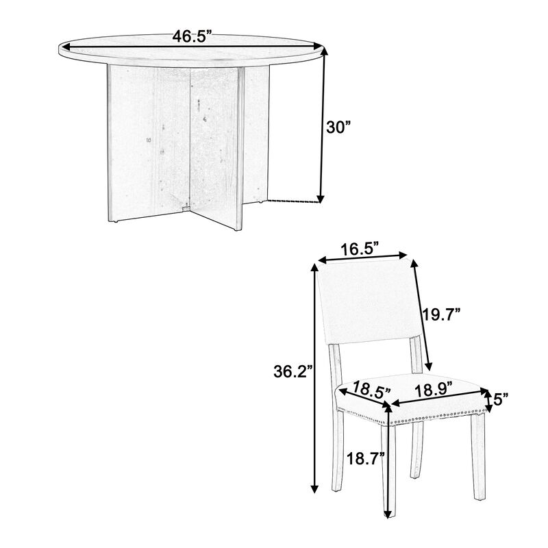 Modern 5-Piece Round Dining Table Set