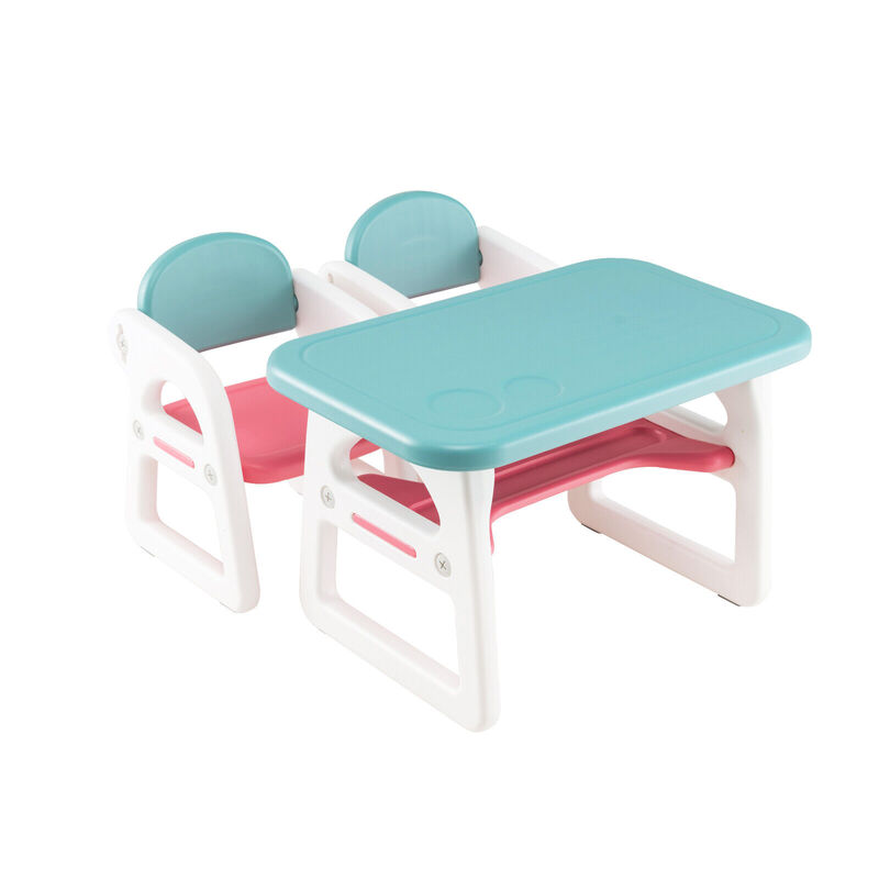 Kids Table and Chair Set with Building Blocks