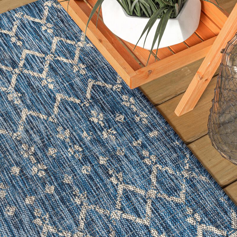 Ourika Moroccan Geometric Textured Weave Indoor/Outdoor Runner Rug