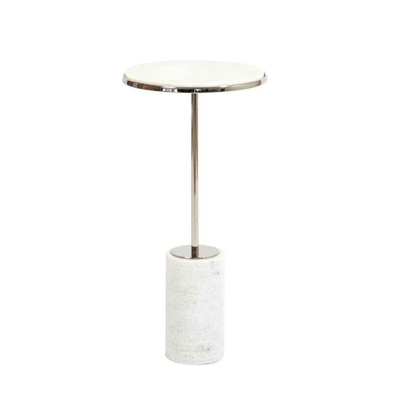 Short Cored Marble Table- Silver