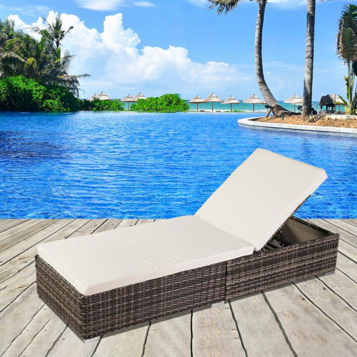 Outdoor Leisure Wicker Furniture Pool Bed / Chaise Lounge for Relaxation