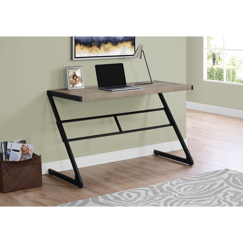 Monarch Specialties I 7373 Computer Desk, Home Office, Laptop, 48"L, Work, Metal, Laminate, Brown, Black, Contemporary, Modern