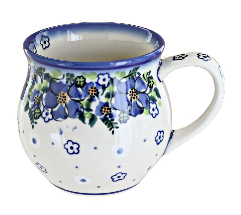 Blue Rose Polish Pottery Enchanted Garden Bell Shaped Mug