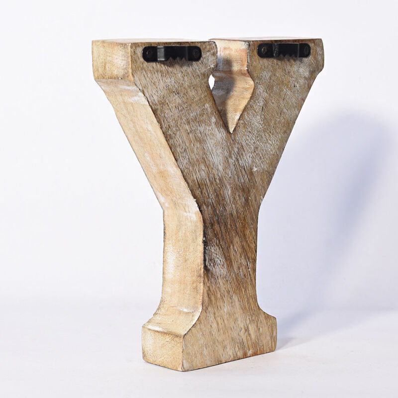 Vintage Natural Handmade Eco-Friendly "Y" Alphabet Letter Block For Wall Mount & Table Top Décor